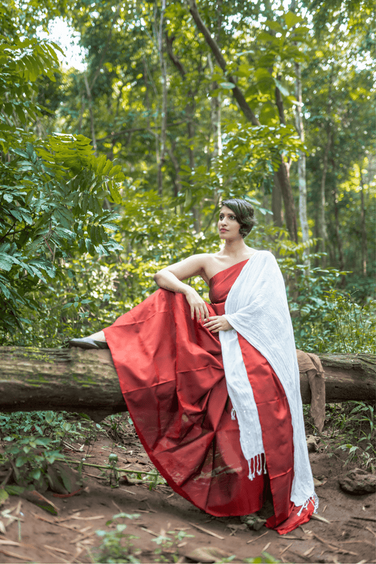 Reya - Maroon/Forest Red Handwoven Uppada Silk Saree