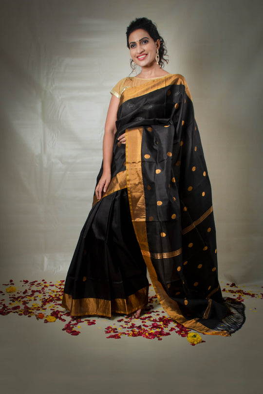 Dhriti - Preorder Black Gold Handwoven Silk Saree