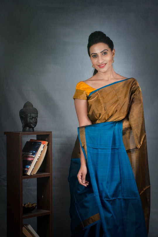 Jewel crown - Handwoven Tissue Silk Saree