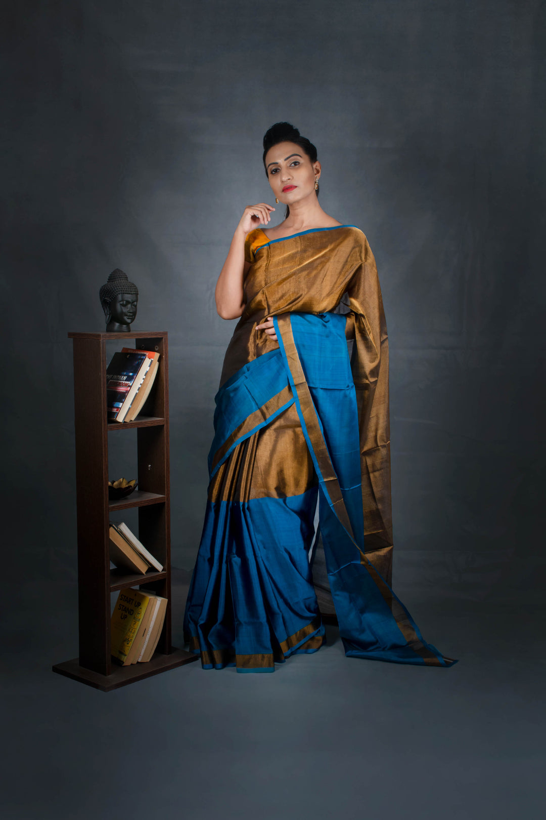 Jewel crown - Handwoven Tissue Silk Saree