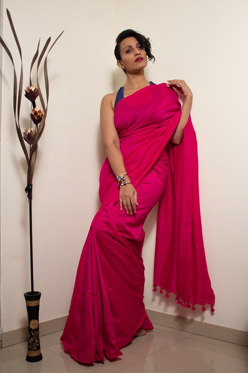 Pink Rouge - Handloom Cotton Saree