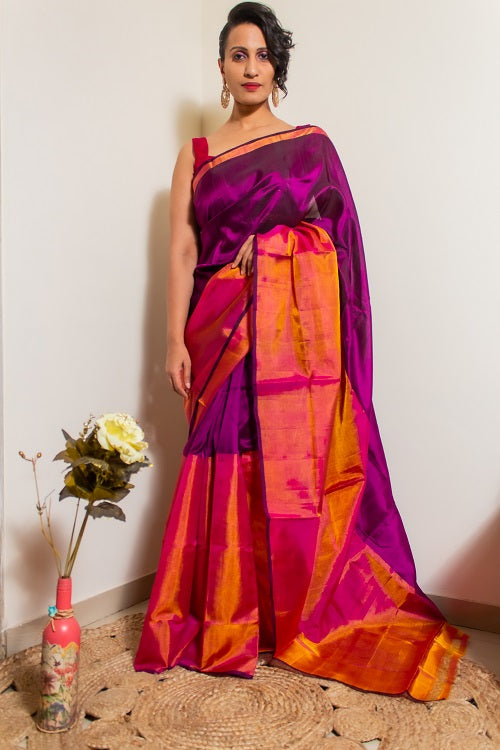 Vamika - Plum Handwoven Uppada Silk Saree