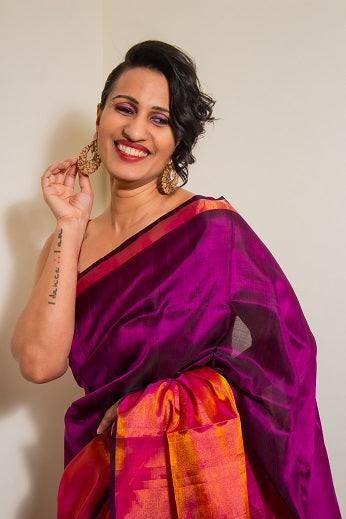 Vamika - Plum Handwoven Uppada Silk Saree