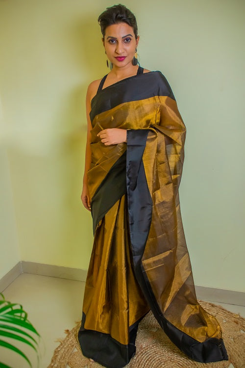 Bronze Desire - Handwoven Tissue Silk Saree