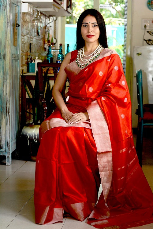 Regal Red - Handwoven Silk Saree